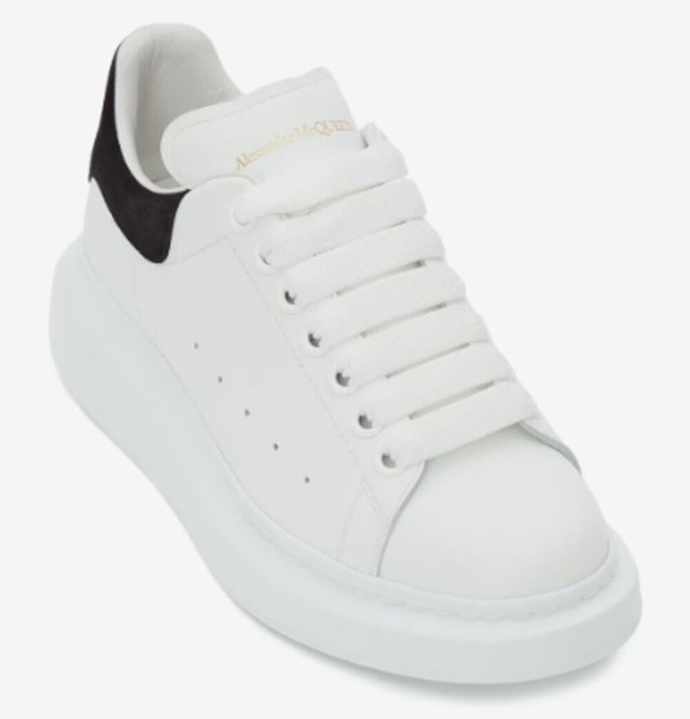 Alexander McQueen Oversized Leather Sneakers White Black Womens Size 39 / US 9